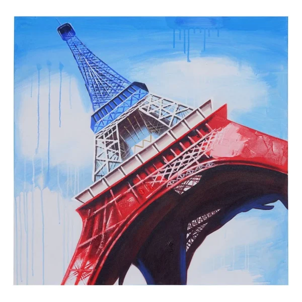 Mendler Tableau à L’huile, Tour Eiffel Tricolore, Peint à La Main à 100%, T… qualité supérieure 4