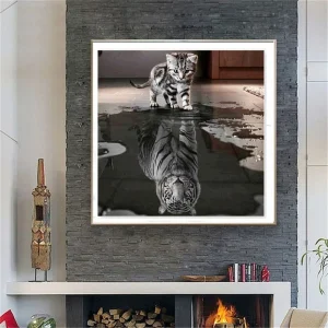 Marque Generique Peinture Train Résine Stras Tableau Chat Tigre soldes pas cher 13