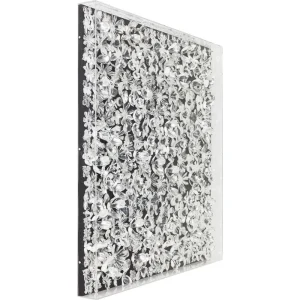 soldes pas cher Karedesign Tableau 3D Fleurs Argentées 100x100cm Kare Design 9