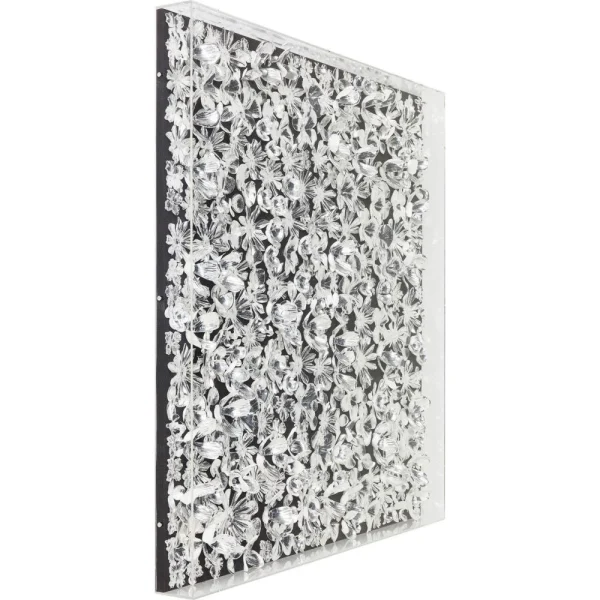 soldes pas cher Karedesign Tableau 3D Fleurs Argentées 100x100cm Kare Design 3