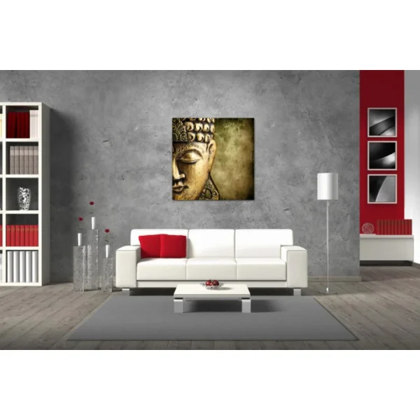 SOLDES TOUT À DECLIKTABLEAU Tableau Zen Bouddha D’Or 60X60 Cm 3