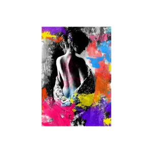 HOMEMANIA Tableau Murale – Portrait Femme Avec Des Touches De Couleur … marque pas cher en ligne 9