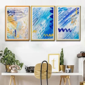 qualité d’originales HOMEMANIA Tableau Sur Toile Mer – Jaune, Bleu, Blanc – 130 X 3 X 60 Cm 6