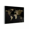 MuchoWow Impression Sur Verre Carte Du Monde – Noir – Or Tableau Decoration Mur… marque pas cher 10