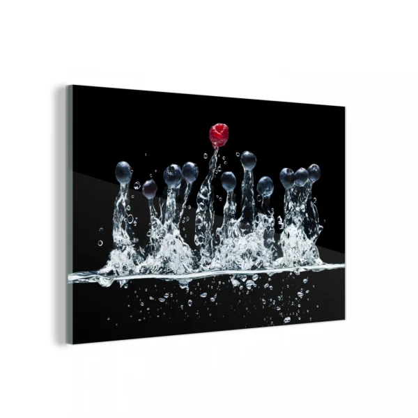 destockage MuchoWow Impression Sur Verre Framboise – Baies – Eau Tableau Decoration Murale… 1