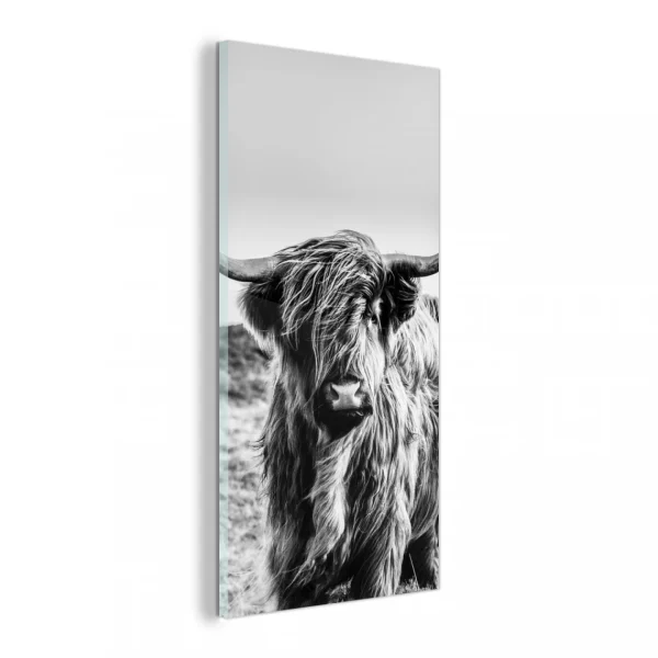 MuchoWow Impression Sur Verre Highlander écossais – Vache – Noir – Blanc Table… excellent qulity 1