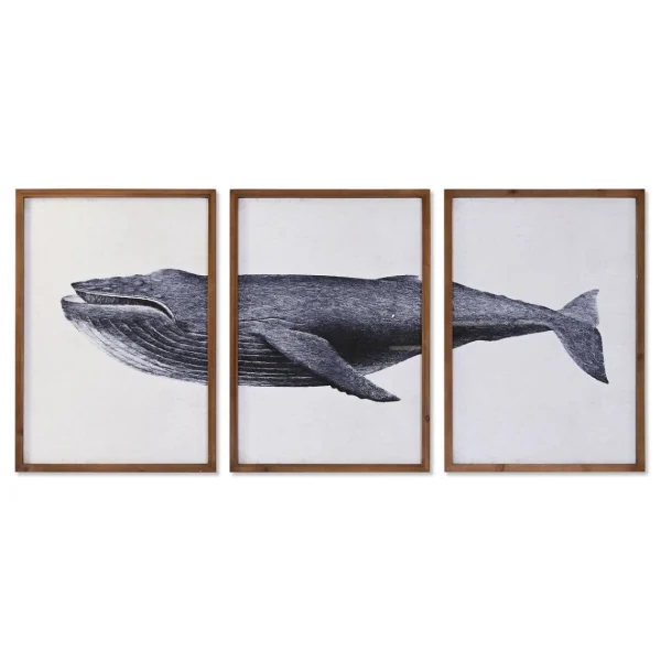 Jeu De 3 Tableaux DKD Home Decor Baleine (150 X 2 X 70 Cm) achetez pas cher 1