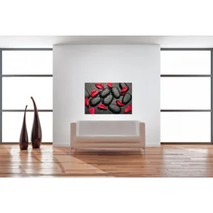 DECLIKTABLEAU Tableau Zen Galets Noirs Et Feuilles Rouges 80 X 55 Cm soldes officiel 9