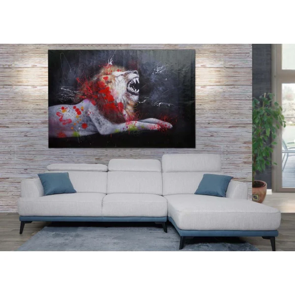 Boutique Mendler Peinture à L’huile Lion HWC-H25, Peinture Sur Toile XL, Peinte à La … 1