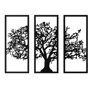 vente à bas prix Magneticland Sculpture Triptyque Arbre De Vie Métal Noir 9