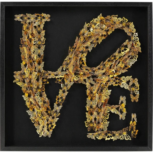 Réductions Karedesign Tableau 3D Love Papillons Dorés 90x90cm Kare Design 1