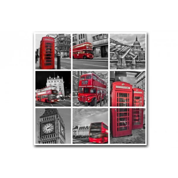 DECLIKTABLEAU Tableau British London City Patchwork 50X50 Cm belle 1