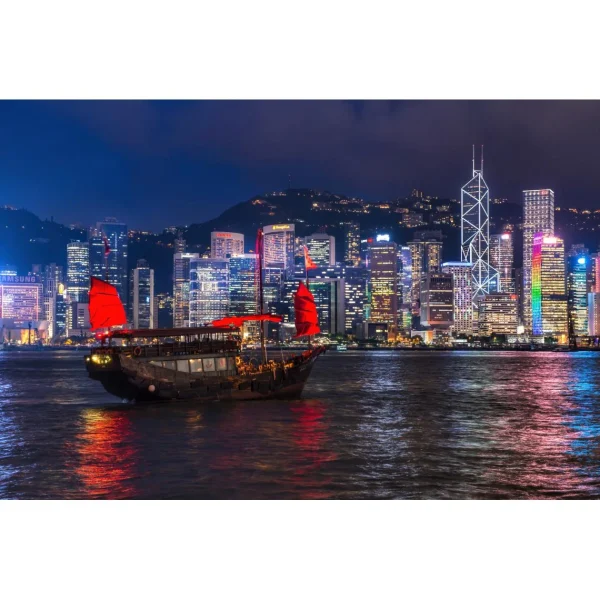 magasin DECLIKTABLEAU Tableau Cities Hong Kong Boat 80×55 1