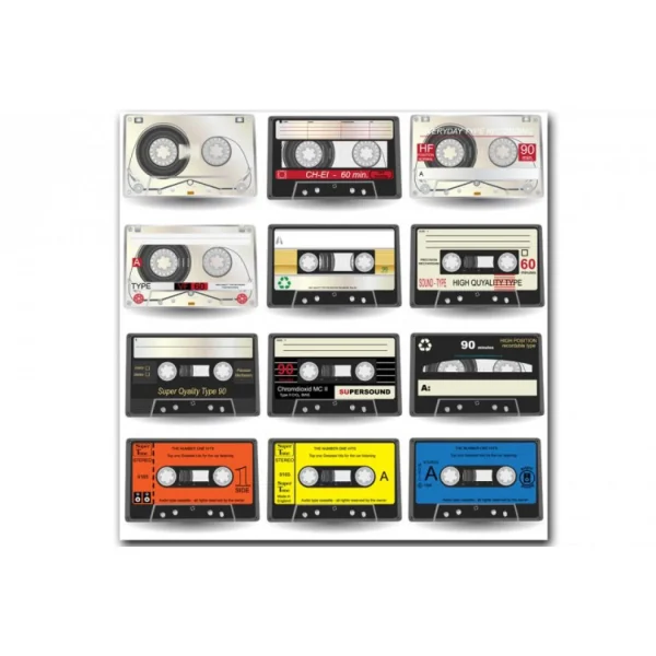 beauté DECLIKTABLEAU Tableau Disco Music Cassette Retro 60X60 Cm 4