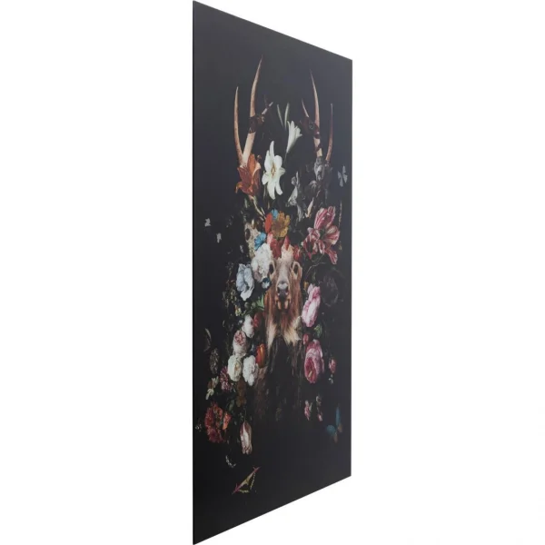 Karedesign Tableau En Verre Cerf Fleurs 80x120cm Kare Design aux meilleurs prix 4