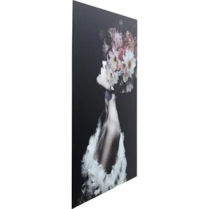 Karedesign Tableau En Verre Femme Fleurs Roses 80x120cm Kare Design Pas Cher Magasin Soldes 9