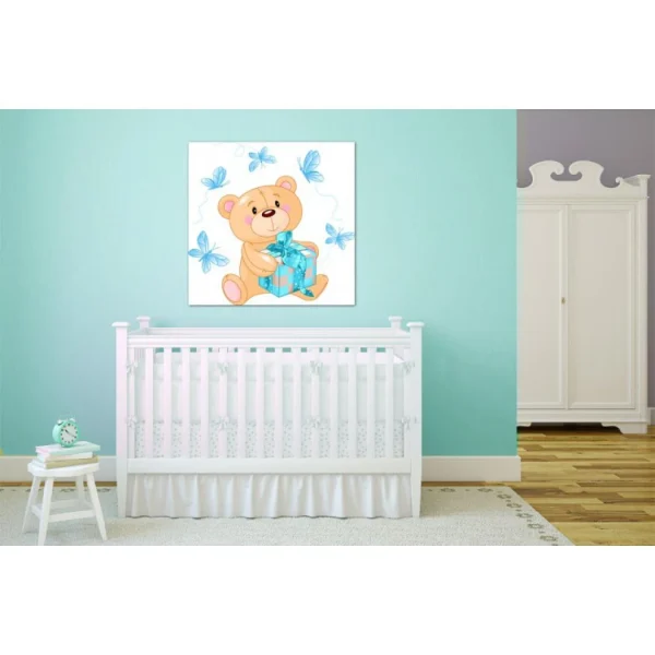 DECLIKTABLEAU Tableau Enfant Ourson Bleu 80X80 Cm Meilleur Prix Garanti 1