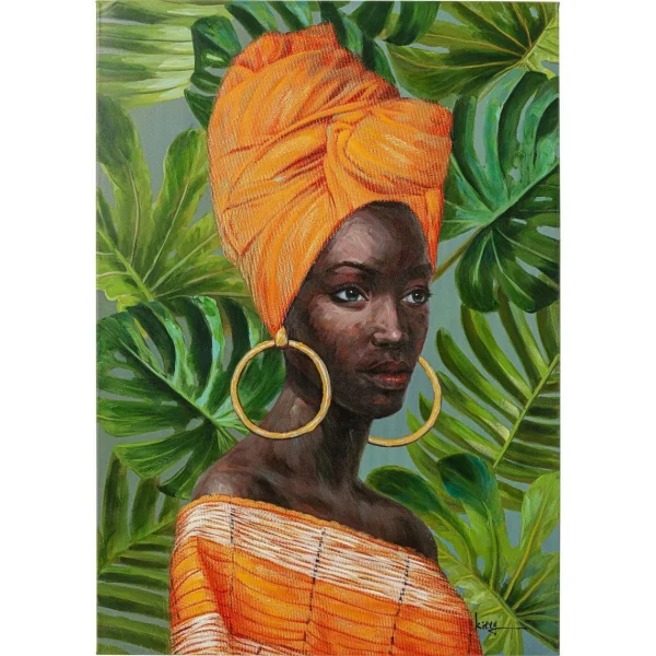 Karedesign Tableau Femme Africaine Orange Créoles 70x100cm Kare Design marque pas cher 1