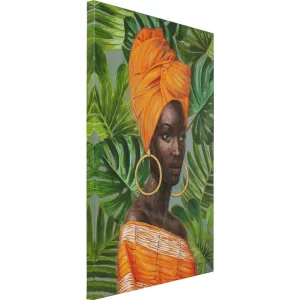 Karedesign Tableau Femme Africaine Orange Créoles 70x100cm Kare Design marque pas cher 9