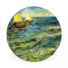 MuchoWow Tableau Imprimé Rond Bateaux De Pêche En Mer – Vincent Van Gogh Impr… boutique 17