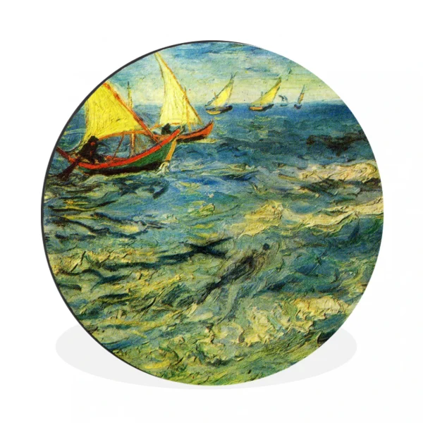 MuchoWow Tableau Imprimé Rond Bateaux De Pêche En Mer – Vincent Van Gogh Impr… boutique 1