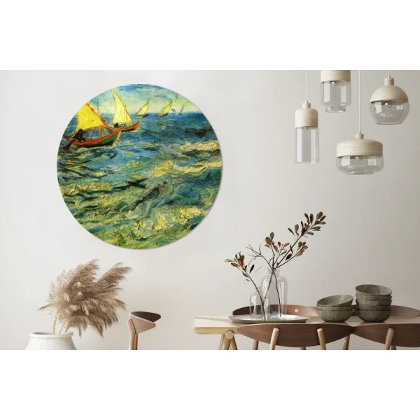 MuchoWow Tableau Imprimé Rond Bateaux De Pêche En Mer – Vincent Van Gogh Impr… boutique 3