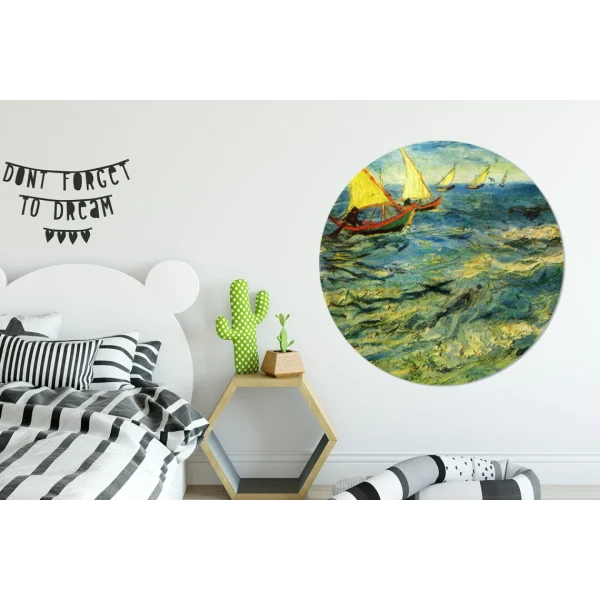 MuchoWow Tableau Imprimé Rond Bateaux De Pêche En Mer – Vincent Van Gogh Impr… boutique 4