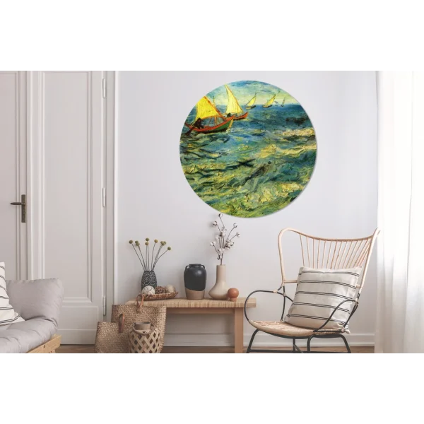 MuchoWow Tableau Imprimé Rond Bateaux De Pêche En Mer – Vincent Van Gogh Impr… boutique 5