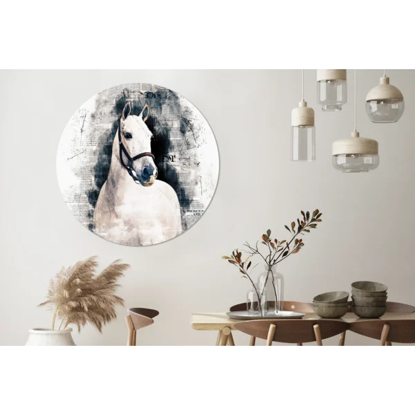 MuchoWow Tableau Imprimé Rond Cheval – Bride – Papier Impression Sur Aluminium… nouvelle saison 3