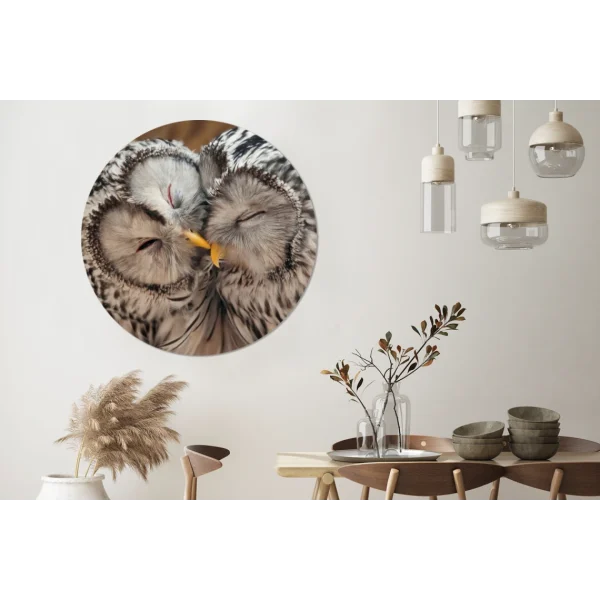 excellent qulity MuchoWow Tableau Imprimé Rond Hiboux – Oiseaux – Becs – Famille Impression Sur… 3