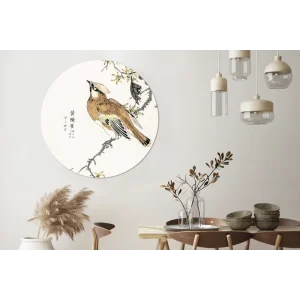 MuchoWow Tableau Imprimé Rond Oiseau – Branche – Personnages – Japonais Impres… mode 9