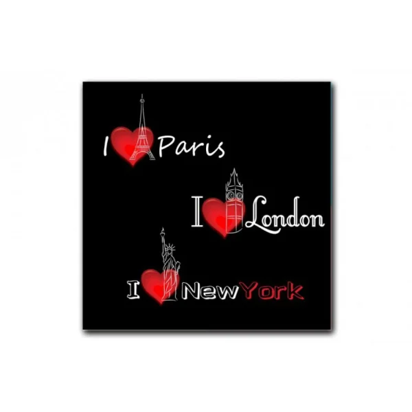 Acheter Maintenant DECLIKTABLEAU Tableau New York Paris Londres Voyage 60X60 Cm 1