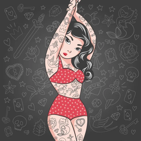 grossiste en ligne DECLIKTABLEAU Tableau Pop Art Fille Tatouee 50X50 4