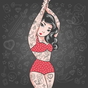 grossiste en ligne DECLIKTABLEAU Tableau Pop Art Fille Tatouee 50X50 7