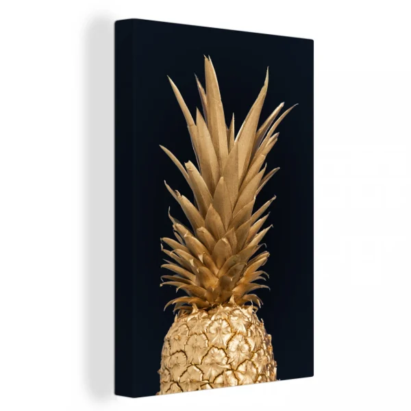 soldes en ligne MuchoWow Tableau Sur Toile Ananas – Fruit – Or Decoration Murale 20×30 Cm 1