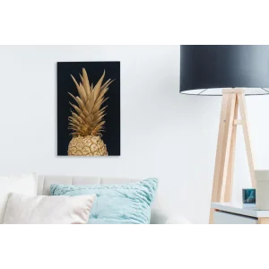 soldes en ligne MuchoWow Tableau Sur Toile Ananas – Fruit – Or Decoration Murale 20×30 Cm 13