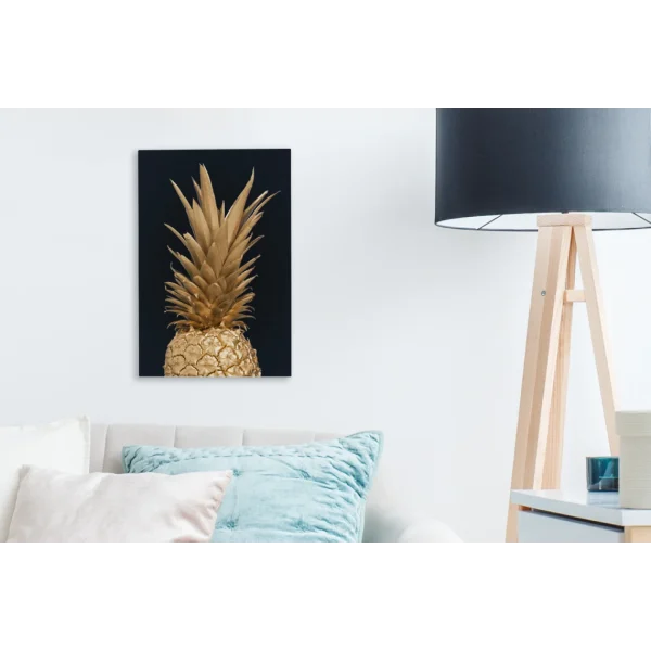 soldes en ligne MuchoWow Tableau Sur Toile Ananas – Fruit – Or Decoration Murale 20×30 Cm 5