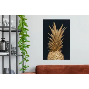 MuchoWow Tableau Sur Toile Ananas – Fruit – Or Decoration Murale 40×60 Cm magasin 9