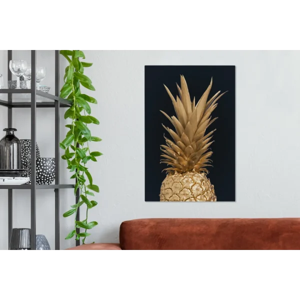 MuchoWow Tableau Sur Toile Ananas – Fruit – Or Decoration Murale 40×60 Cm magasin 3