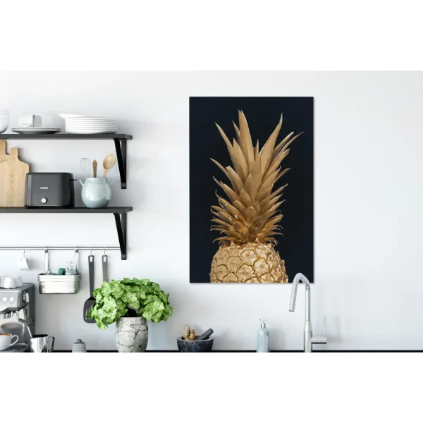 MuchoWow Tableau Sur Toile Ananas – Fruit – Or Decoration Murale 40×60 Cm magasin 4