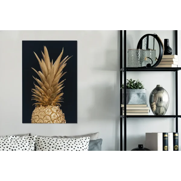 MuchoWow Tableau Sur Toile Ananas – Fruit – Or Decoration Murale 40×60 Cm magasin 5