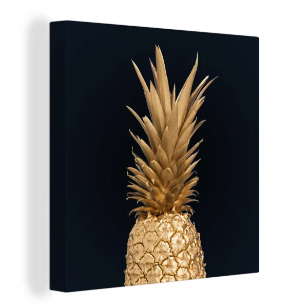 MuchoWow Tableau Sur Toile Ananas – Or – Peinture Decoration Murale 50×50 Cm soldes pas cher 1