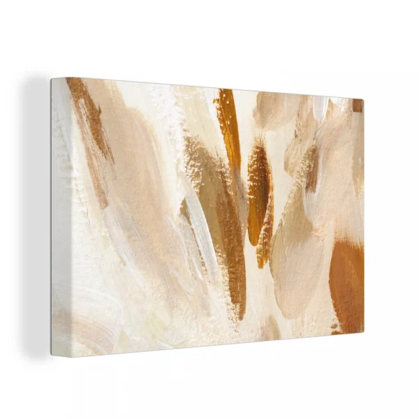 grande surprise MuchoWow Tableau Sur Toile Blanc – Marron – Abstrait Decoration Murale 140×90 C… 1