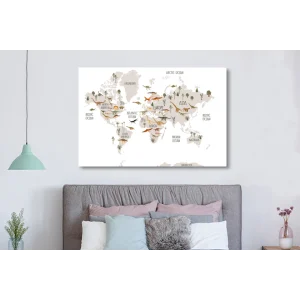 commentaire favorable MuchoWow Tableau Sur Toile Carte Du Monde Enfants – Dinosaures – Chambre D’enfa… 15