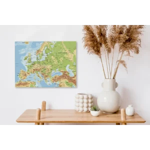 Vente MuchoWow Tableau Sur Toile Carte – Europe – Pays Decoration Murale 40×30 Cm 11