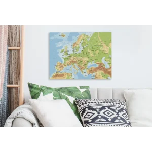 Vente MuchoWow Tableau Sur Toile Carte – Europe – Pays Decoration Murale 40×30 Cm 13