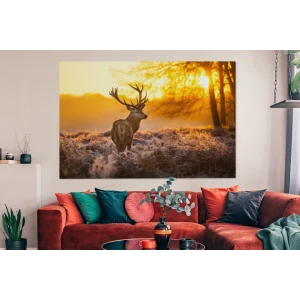 à prix très bas MuchoWow Tableau Sur Toile Cerf – Hiver – Coucher De Soleil Decoration Murale 1… 9