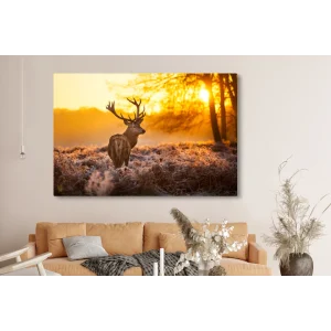 MuchoWow Tableau Sur Toile Cerf – Hiver – Coucher De Soleil Decoration Murale 1… aux meilleurs prix 11