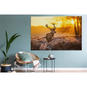 MuchoWow Tableau Sur Toile Cerf – Hiver – Coucher De Soleil Decoration Murale 1… aux meilleurs prix 13