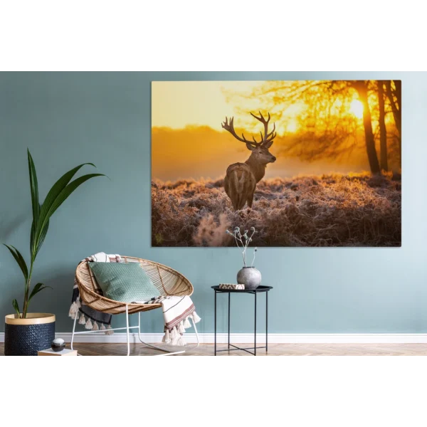 à prix très bas MuchoWow Tableau Sur Toile Cerf – Hiver – Coucher De Soleil Decoration Murale 1… 5